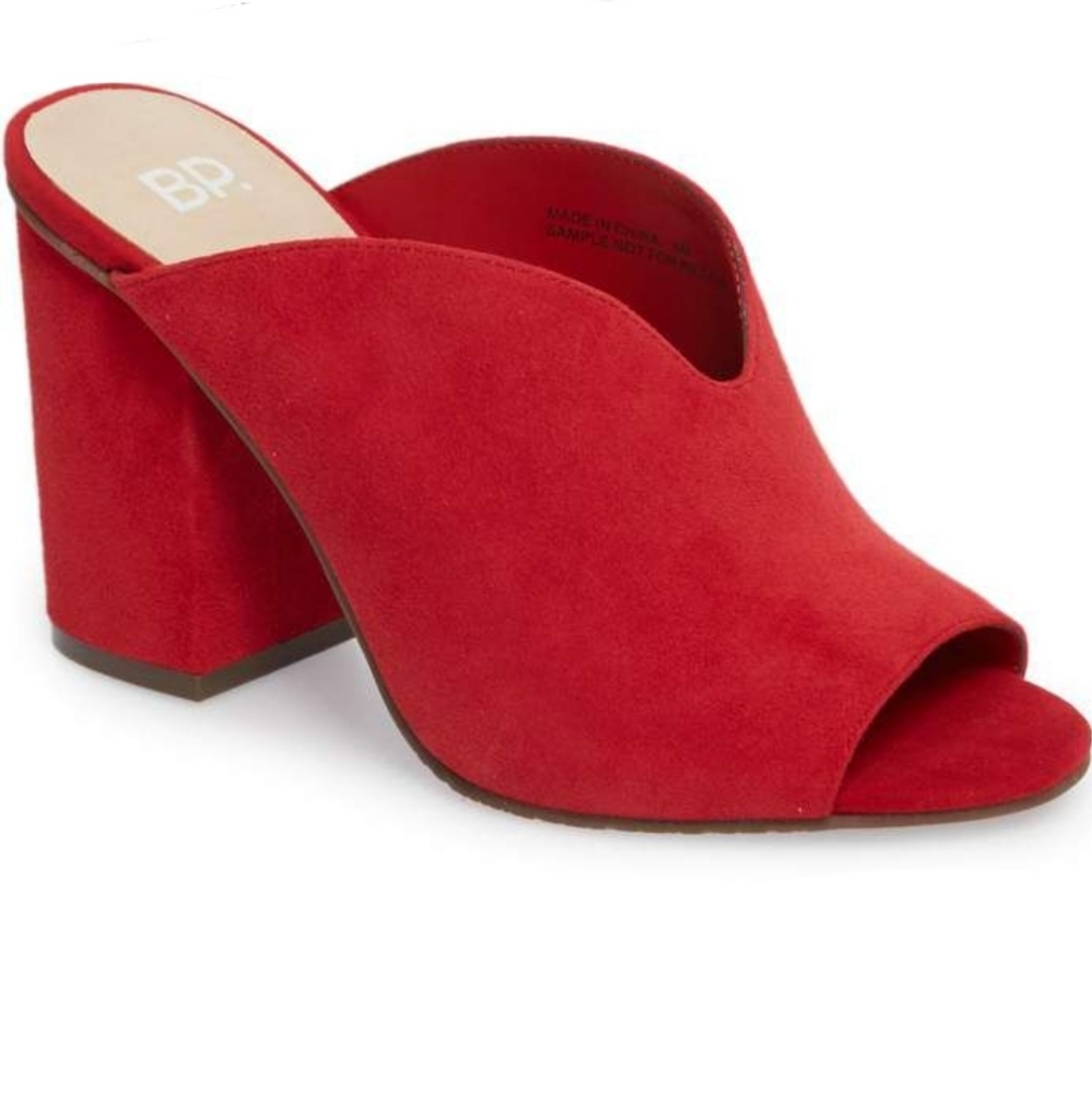 NWOB BP Tonya Red Suede Open Toe Mule